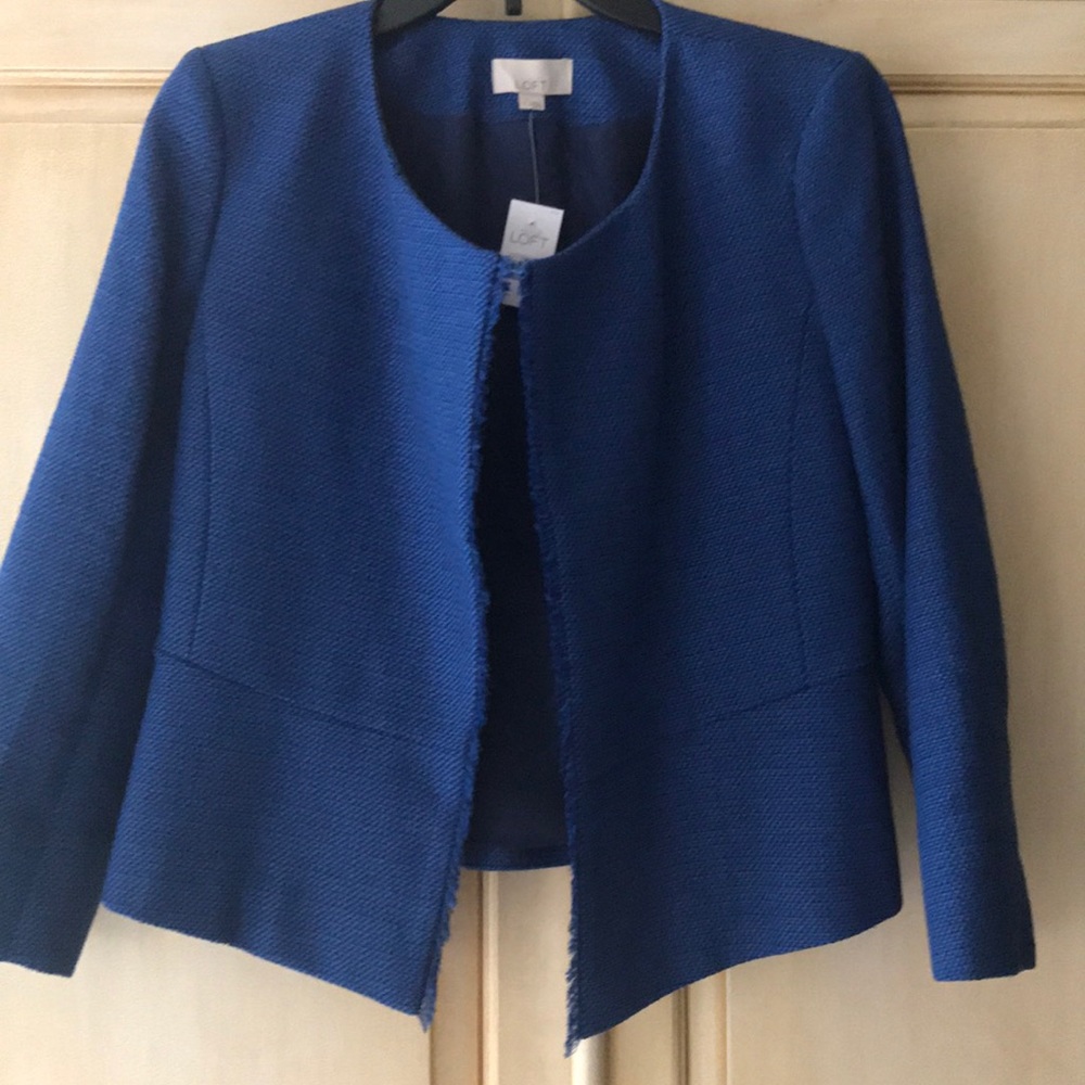 Ann Taylor Loft blue open front jacket-size 4